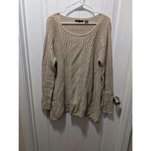 Jeanne Pierre 100% Cotton Cable Knit Biege Cozy Sweater Size M